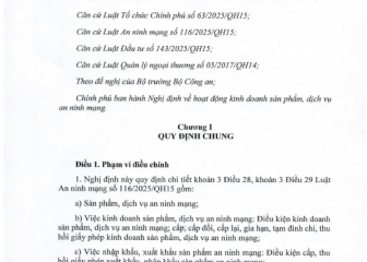 Nghị định quy định về hoạt động kinh doanh sản phẩm, dịch vụ an ninh mạng