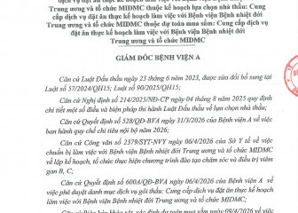 Quyết định về việc phê duyệt kết quả lựa chọn nhà thầu gói thầu: Cung cấp dịch vụ đặt ăn thực kế hoạch làm việc với Bệnh viện Bệnh nhiệt đới Trung ương và tổ chức MIDMC