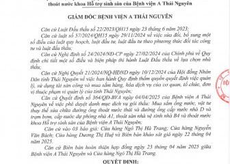 QĐ về việc phê duyệt kết quả lựa chọn nhà thầu gói thầu: Mua sắm ống nước, vật tư thay thế sửa chữa đường ống thoát nước thải và đường ống cấp nước