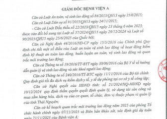 Quyết định về việc phê duyệt kết quả lựa chọn nhà thầu gói thầu: Quan trắc môi trường lao động năm 2025 cho Bệnh viện A