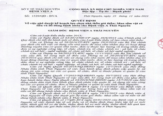 Quyết định về việc phê duyệt kết quả lựa chọn nhà thầu gói thầu: Mua sắm vật rẻ tiền và đồ dùng bệnh nhân cho Bệnh viện A