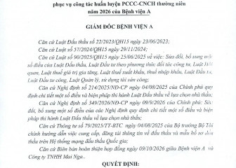 Quyết định về việc phê duyệt kết quả lựa chọn nhà thầu gói thầu: Trang bị, phương tiện Phòng cháy, chữa cháy ban đầu phục vụ công tác huấn luyện PCCC-CNCH thường niên năm 2026