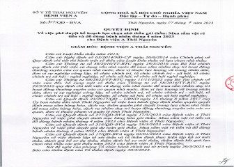 Phê duyệt kế hoạch lựa chọn nhà thầu gói thầu: Mua sắm vật rẻ tiền & đồ dùng bệnh nhân tháng 4 năm 2023