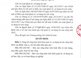 Quyết định về việc công khai tình hình quản lý, sử dụng tài sản công năm 2025