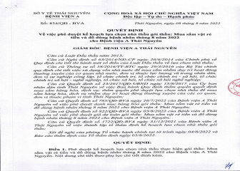 Thông báo về việc phê duyệt lựa chọn nhà thầu gói thầu : Mua sắm vật rẻ tiền và đồ dùng bệnh nhân tháng 8 năm 2022