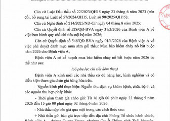 Thông báo mời chào giá gói thầu: Mua bảo hiểm cháy nổ bắt buộc năm 2026
