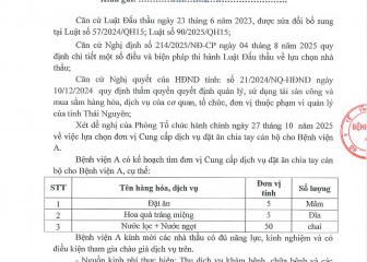 Thông báo mời chào hàng gói thầu: Cung cấp dịch vụ  đặt ăn chia tay cán bộ cho Bệnh viện A