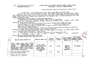 Thông báo mời chào giá gói thầu: Sửa chữa máy thở chức năng cao R860-GE của bệnh viện A Thái Nguyên