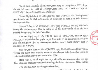 Thông báo mời chào giá gói thầu: Mua sắm phong bì và thiệp chúc mừng cho Bệnh viện A năm 2026