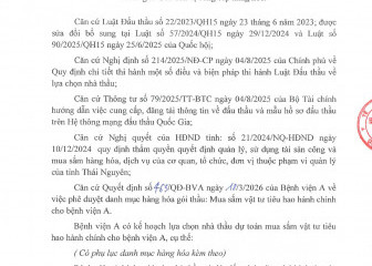Thông báo mời chào giá gói thầu: Mua sắm vật tư tiêu hao hành chính cho Bệnh viện A