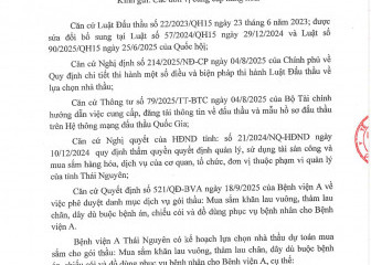 Thông báo chào giá gói thầu: Mua sắm khăn lau vuông, thảm lau chân, dây dù buộc bệnh án, chiếu cói và đồ dùng phục vụ bệnh nhân