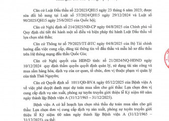 Thông báo mời chào giá gói thầu: Lựa chọn đơn vị cung cấp dịch vụ sản xuất, phóng sự tuyên truyền giới thiệu lễ Kỷ niệm 60 năm ngày thành lập Bệnh viện A