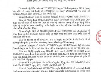 Thông báo mời chào hàng gói thầu: Quan trắc môi trường lao động năm 2025 cho Bệnh viện A