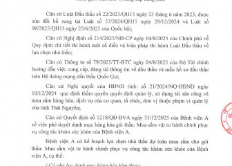Thông báo chào giá gói thầu: Mua sắm vật tư hành chính phục vụ công tác khám sức khỏe của Bệnh viện A
