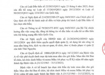 Thông báo mời chào giá gói thầu: Mua sắm thẻ Ban tổ chức, kệ chức danh Mika và Menu Mika A6 phục vụ lễ Kỷ niệm 60 năm ngày thành lập Bệnh viện A (31/12/1965 - 31/12/2025)