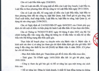 Thông báo mời chào giá gói thầu: Bổ sung ổ đĩa cứng cho thiết bị lưu trữ (NAS) tại Bệnh viện A