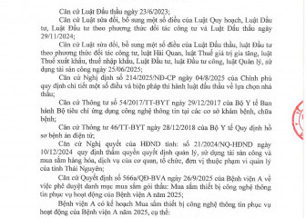 Thông báo mời chào hàng gói thầu: Mua sắm thiết bị công nghệ thông tin phục vụ hoạt động của Bệnh viện A năm 2025