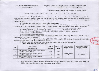 Thông báo mời chào giá gói thầu: Mua nhiệt kế tự ghi, nhiệt ẩm kế tự ghi của Bệnh viện A