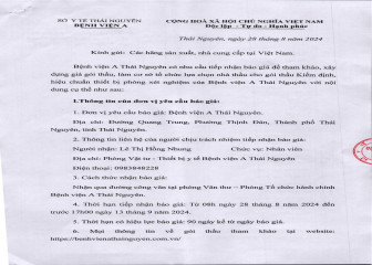 Thông báo mời chào giá gói thầu: Kiểm định, hiệu chuẩn thiết bị phòng xét nghiệm của Bệnh viện A Thái Nguyên