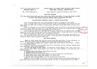 Quyết định về việc phê duyệt kết quả lựa chọn nhà thầu gói thầu: Cung cấp dịch vụ đặt ăn đón tiếp đoàn công tác Bệnh viện Ung Bướu Hà Nội